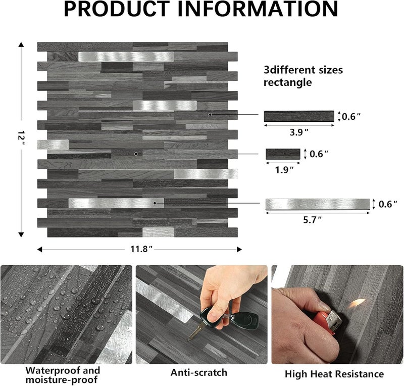 Midcard 10 Sheets Peel and Stick Backsplash PVC Wall Tile,for Kitchen Backsplash - Image 3